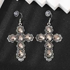 Alloy Glass Dangle Earrings for Women&nbsp;EJEW-U053-03AS-01