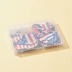 16Pcs 8 Styles Independence Day Theme Single Face Printed Aspen Wood Big Pendants&nbsp;WOOD-FS0001-05