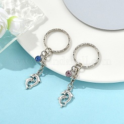2Pcs Valentine's Day Alloy Glass Keychain&nbsp;KEYC-YW00188