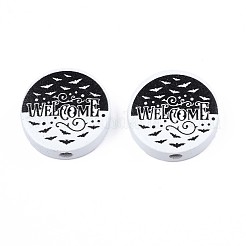 Halloween Printed Natural Wood Beads&nbsp;WOOD-T021-78