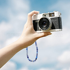 2Pcs 2 Styles Natural Blue Aventurine & Flower Amazonite Beaded Mobile Phone Lanyard Wrist Strap&nbsp;AJEW-AN0007-48