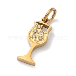 304 Stainless Steel Micro Pave Clear Cubic Zirconia Pendants&nbsp;STAS-Z189-10G-02