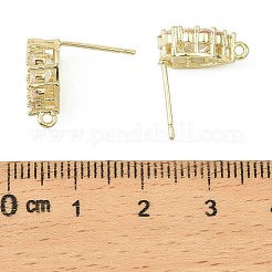 Teardrop Brass Micro Pave Clear Cubic Zirconia Stud Earring Findings&nbsp;KK-C107-13G