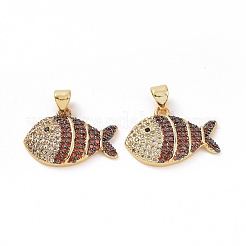Brass Micro Pave Clear Cubic Zirconia Pendants&nbsp;ZIRC-F135-02G-02