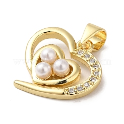 Rack Plating Brass Glass Imitation Pearl Pendants&nbsp;KK-B092-37G
