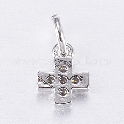 Brass Micro Pave Cubic Zirconia Tiny Cross Charms&nbsp;ZIRC-E135-31P