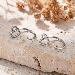 304 Stainless Steel Heart Hoop Nose Rings&nbsp;AJEW-A062-06P