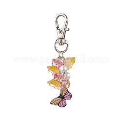 5Pcs 5 Colors Butterfly Alloy Enamel Pendant Decorations&nbsp;HJEW-JM02902