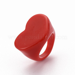 Opaque Acrylic Heart Finger Rings&nbsp;RJEW-T010-14