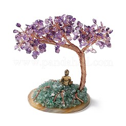 Natural Amethyst & Green Aventurine Tree Display Decoration&nbsp;DJEW-G027-02RG-01