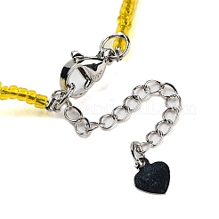 Natural Tiger Eye Heart Pendant Necklaces&nbsp;NJEW-G143-02J