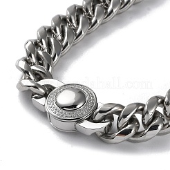 304 Stainless Steel Diamond Cut Cuban Link Chain Necklace with Cubic Zirconia Clasps&nbsp;NJEW-P288-10P