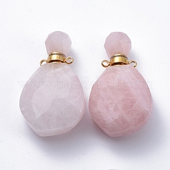 Faceted Natural Rose Quartz Openable Perfume Bottle Pendants&nbsp;G-E564-08B-G