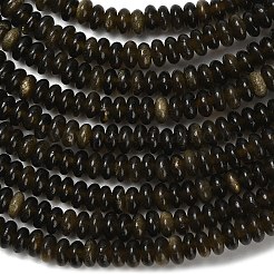 Natural Golden Sheen Obsidian Beads Strands&nbsp;G-L635-A11-4x2mm-01