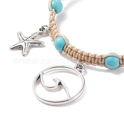 Synthetic Turquoise Braided Bead Bracelet&nbsp;BJEW-JB07988