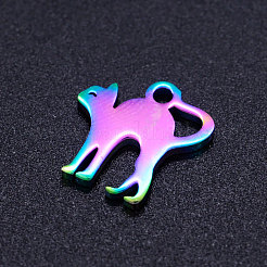 Ion Plating(IP) 304 Stainless Steel Kitten Charms&nbsp;STAS-Q201-JN215