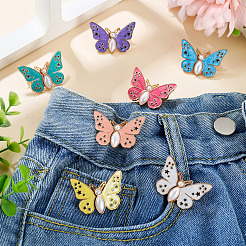 7Pcs 7 Colors Butterfly Shape Alloy Enamel Adjustable Jean Button Pins&nbsp;FIND-TA0009-50