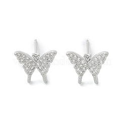 Brass Micro Pave Clear Cubic Zirconia Stud Earrings&nbsp;EJEW-A128-01P