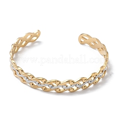 Two-tone 304 Stainless Steel Cuff Bangles for Women&nbsp;BJEW-A160-04GP