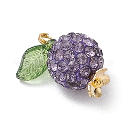 Pave Disco Ball Beads with Transparent Acrylic Charms and 304 Stainless Steel Bead Caps and Brass Ball Head pins Pendants&nbsp;PALLOY-TA00243