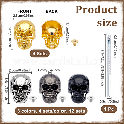 16Pcs 4 Styles Halloween Skull Alloy Decorative Rivets&nbsp;DIY-DR0007-76