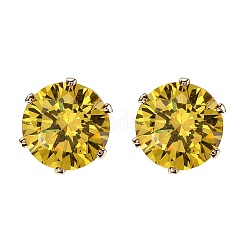 Flat Round Brass Micro Pave Cubic Zirconin Stud Earrings&nbsp;EJEW-D318-04G
