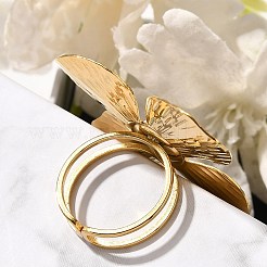 Flower Stainless Steel Open Cuff Ring for Women&nbsp;LS-RJEW-R006-02G