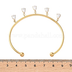 304 Stainless Steel Pave Cubic Zirconia Charm Bangles&nbsp;SA-CBA8C9C-08G