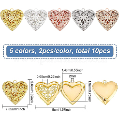 10Pcs 5 Colors Brass Diffuser Locket Pendants&nbsp;KK-BC0008-31