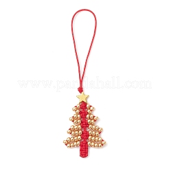 3Pcs Christmas Tree Glass Seed Beaded Pendant Decorations&nbsp;HJEW-MZ00373