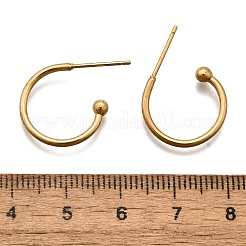 304 Stainless Steel C-shaped Hoop Circle Ball Stud Earrings&nbsp;X-STAS-K204-04G