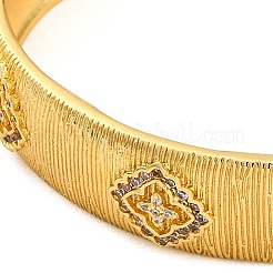 Rhombus Rack Plating Brass Micro Pave Cubic Zirconia Cuff Bracelets for Women&nbsp;BJEW-M040-15G