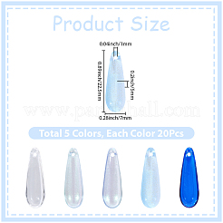 100Pcs 5 Colors Baking Paint Transparent Glass Pendants&nbsp;FIND-SC0023-47A