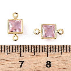 SHEGRACE Brass Pave Cubic Zirconia Square Connector Charms&nbsp;XGRQ2O093-440E-G