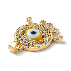Lampwork Evil Eye Pendants with Colorful Cubic Zirconia&nbsp;ZIRC-L102-14G