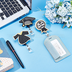 3Pcs 3 Style Graduation Theme Felt Plastic Retractable Badge Reel&nbsp;JEWB-UN0001-02