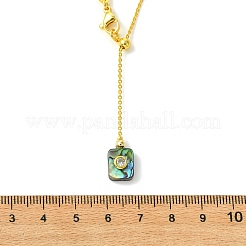 Natural Abalone Shell Geometric Pendant Lariat Slider Necklaces with Brass Cable Chain&nbsp;NJEW-JN06636