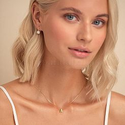 304 Stainless Steel Initial Pendant with Brass Box Chain Necklaces for Women&nbsp;FS-WG8229D-01