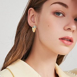 Cubic Zirconia Snake Hoop Earrings with Enamel&nbsp;EJEW-SZ0001-87D