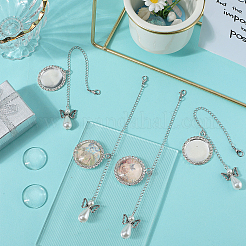 Angel & Flat Round Brass Rhinestone Doctoral Cap Graduation Hanging Pendants&nbsp;HJEW-SP00003