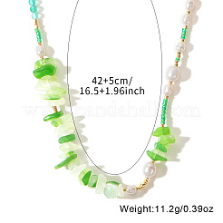 Fashionable Green Natural Stone Chip Beaded Necklaces for Women&nbsp;FC1774