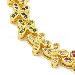 Rack Plating Brass Pave Cubic Zirconia Butterfly Link Bracelets for Women&nbsp;BJEW-B110-05G-01
