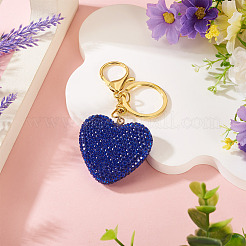 Handmade Polymer Clay Rhinestone Heart Keychains&nbsp;KEYC-TAC00068-02