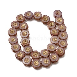 Picasso Baking Paint & Golden Metal Enlaced Glass Beads Strands&nbsp;GL-CBA98F0-04C