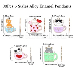 30Pcs 5 Styles Alloy Enamel Pendants&nbsp;ENAM-CJ0006-15