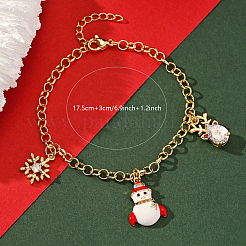 Christmas Brass Pave Cubic Zirconia Charm Bracelets&nbsp;LX6041