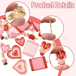 24Pcs 12 Styles Valentine's Day Rack Plating Alloy Enamel Pendants&nbsp;ENAM-FS0002-56