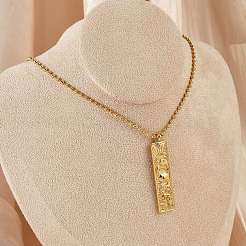 304 Stainless Steel Clear Cubic Zirconia Rectangle Constellation Pendant Necklaces for Women Men&nbsp;NJEW-S435-01G-D