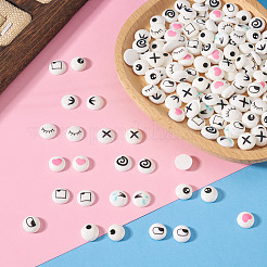100Pairs 10 Styles Flat Round Cartoon Resin Cabochons&nbsp;CRES-TA0001-97