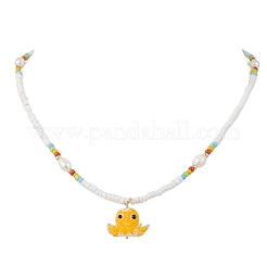 Handmade Lampwork Octopus Pendant Glass Seed Beaded Necklaces for Women&nbsp;NJEW-TA00217